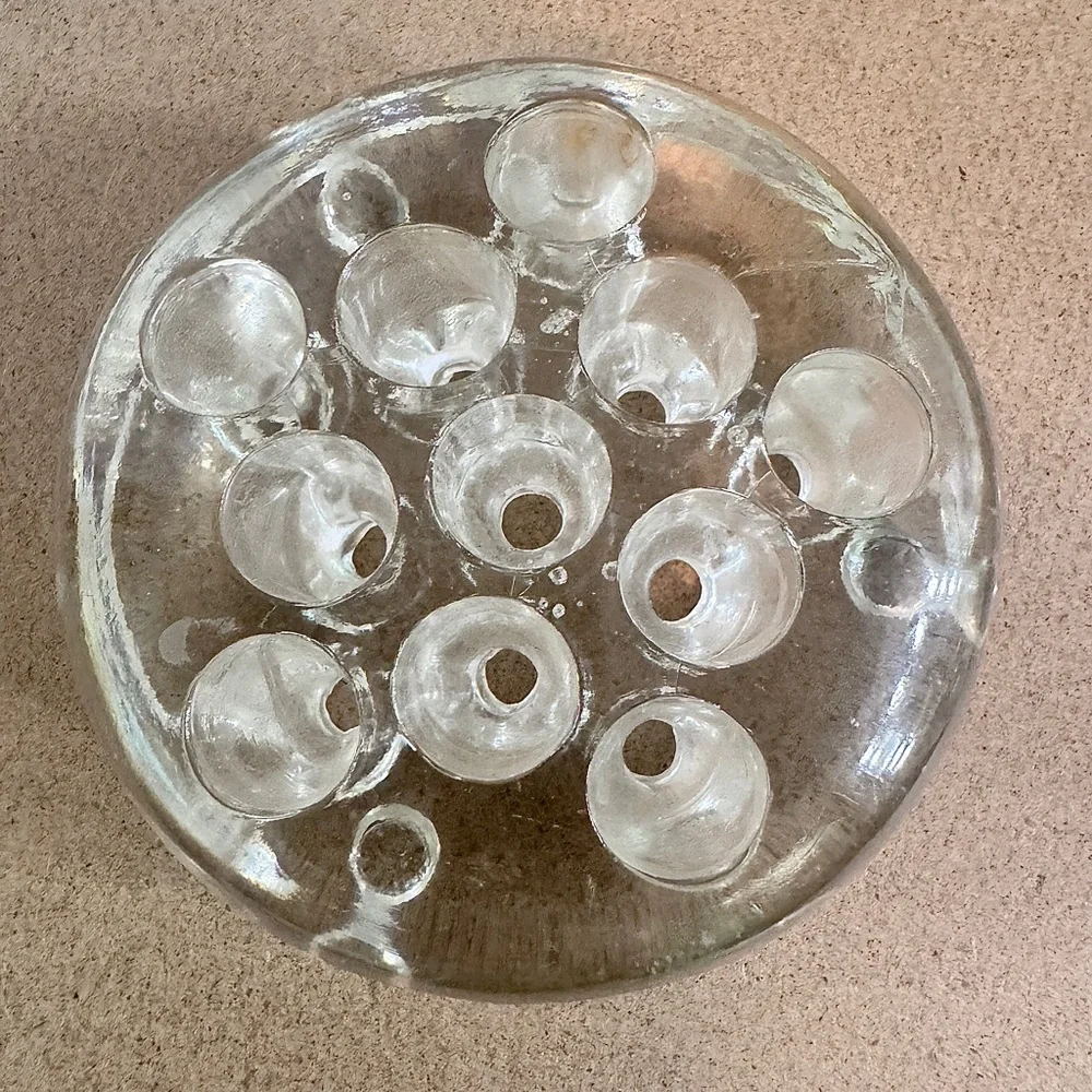 Vintage Glass Flower Frog (11 hole)